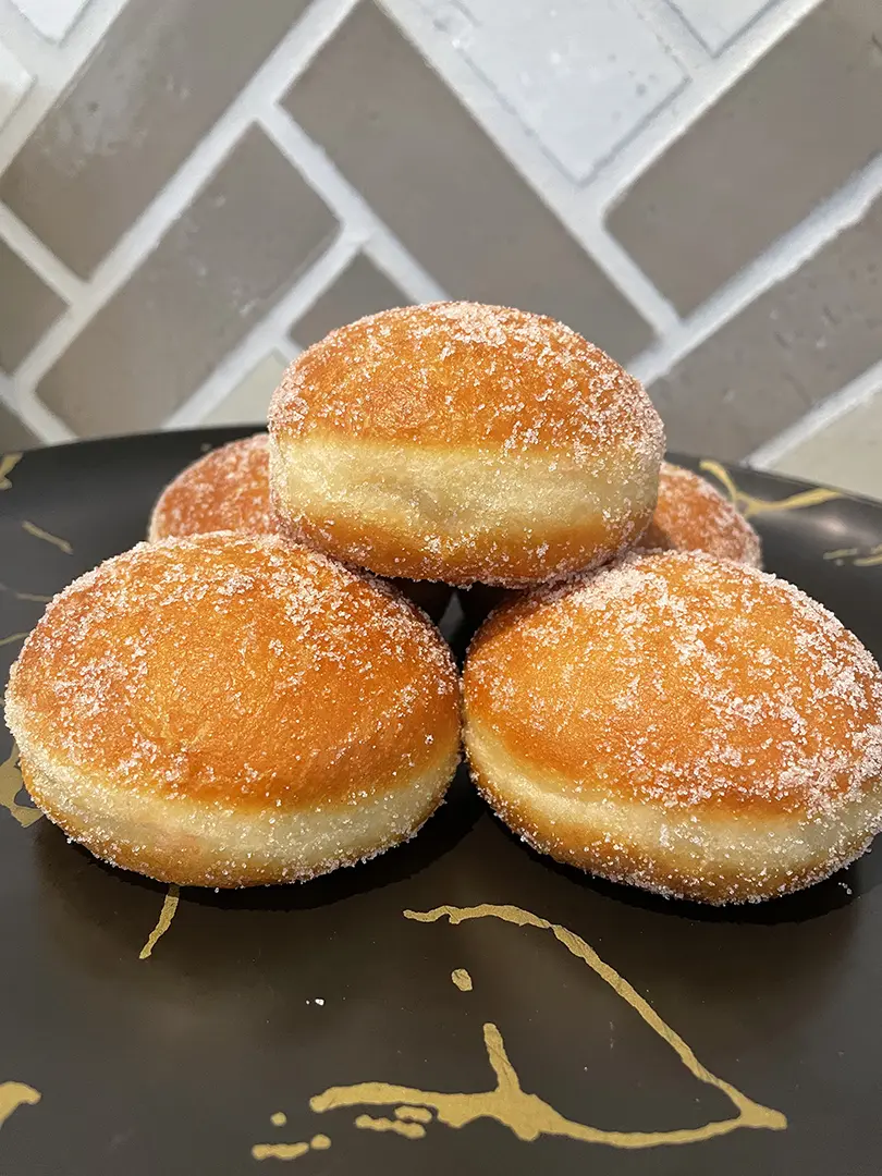 sufganiyot donuts filled with strawberry jam